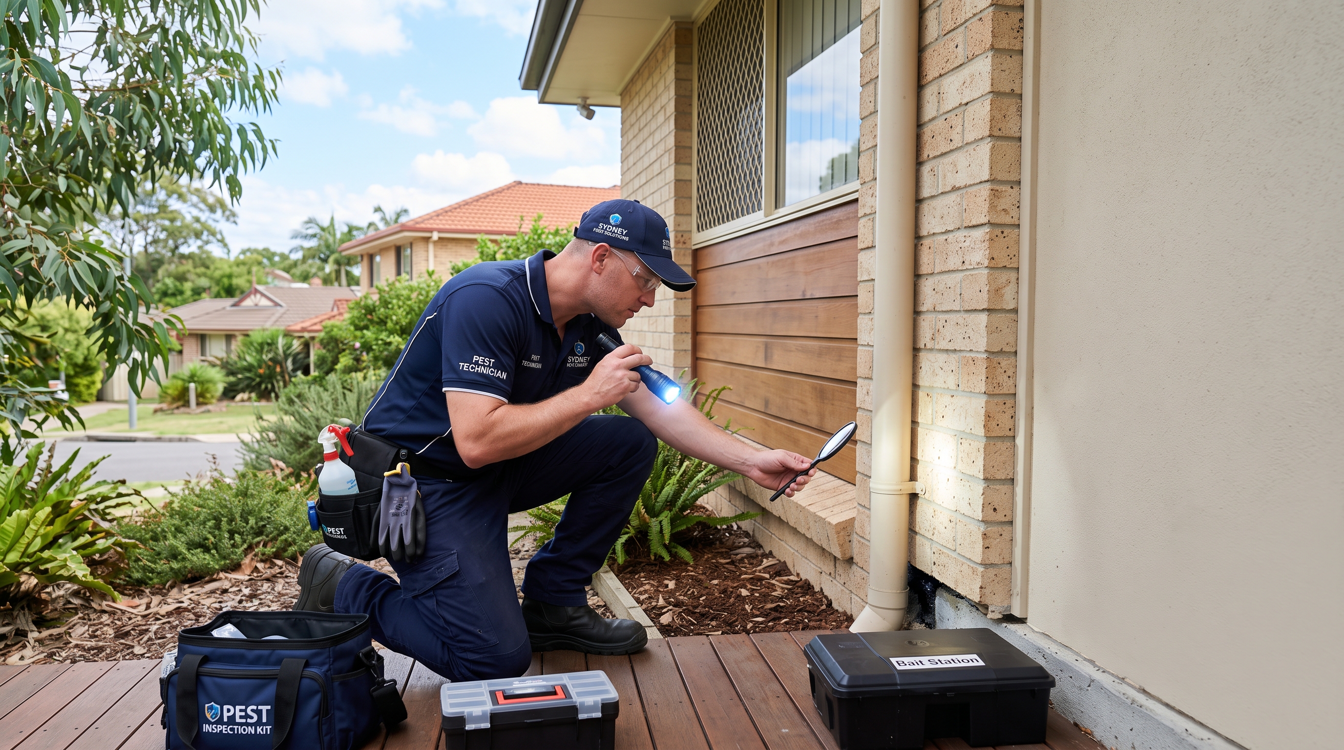 Pest technician inspecting a home in Sydney